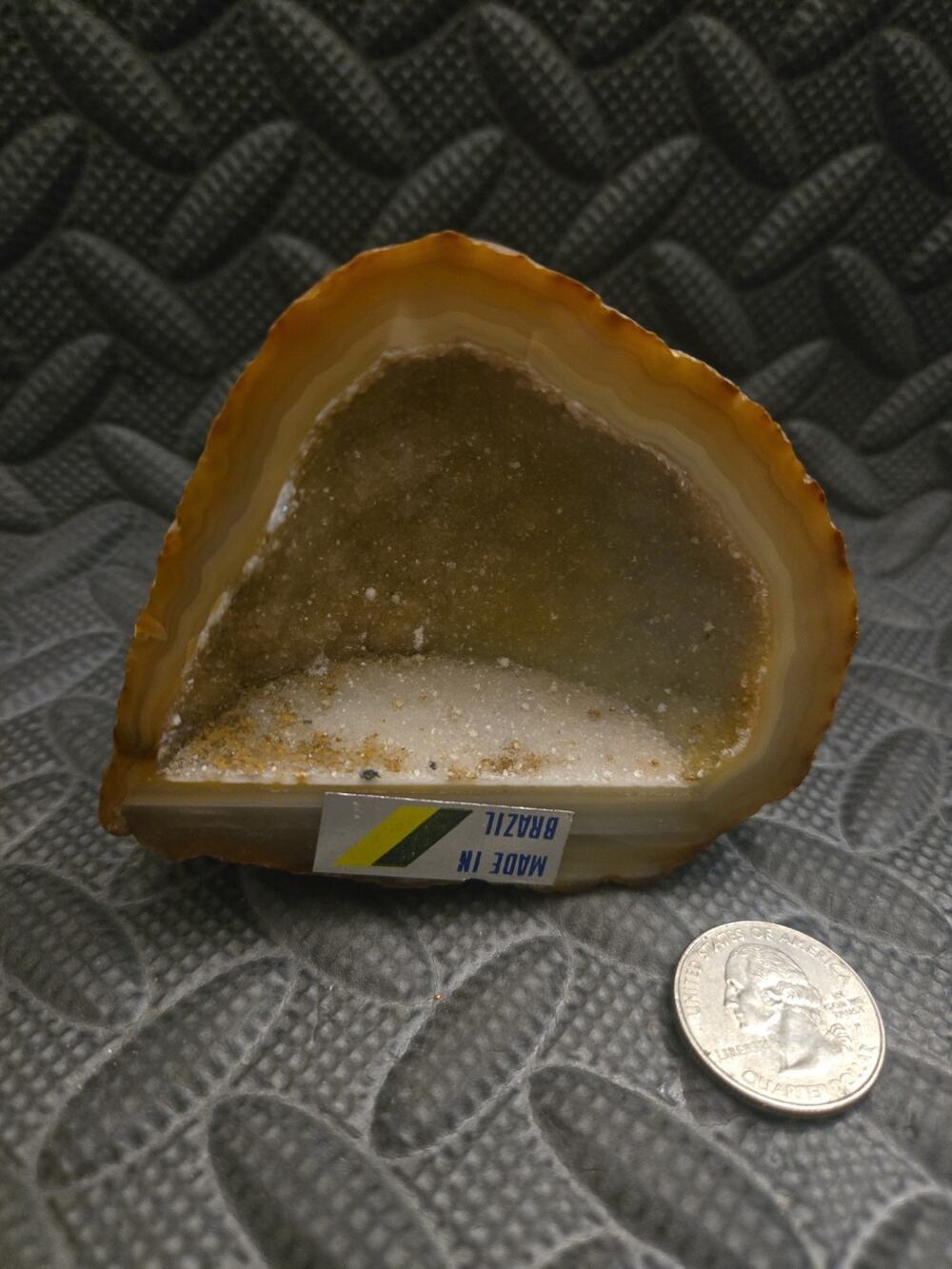 Brazilian Polished Agate Geode Half Druzy Quartz Crystal Display Specimen Natura